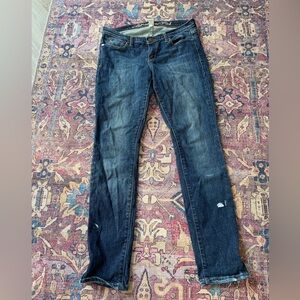 Abercrombie Womens Dark Wash Jeans Paint Splatter 2